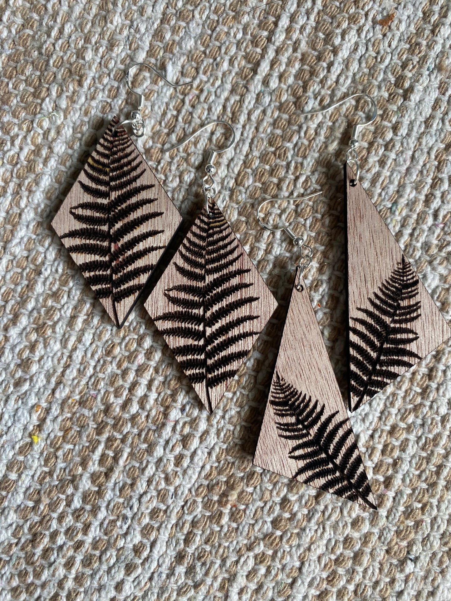 Diamond Palapalai wooden earrings