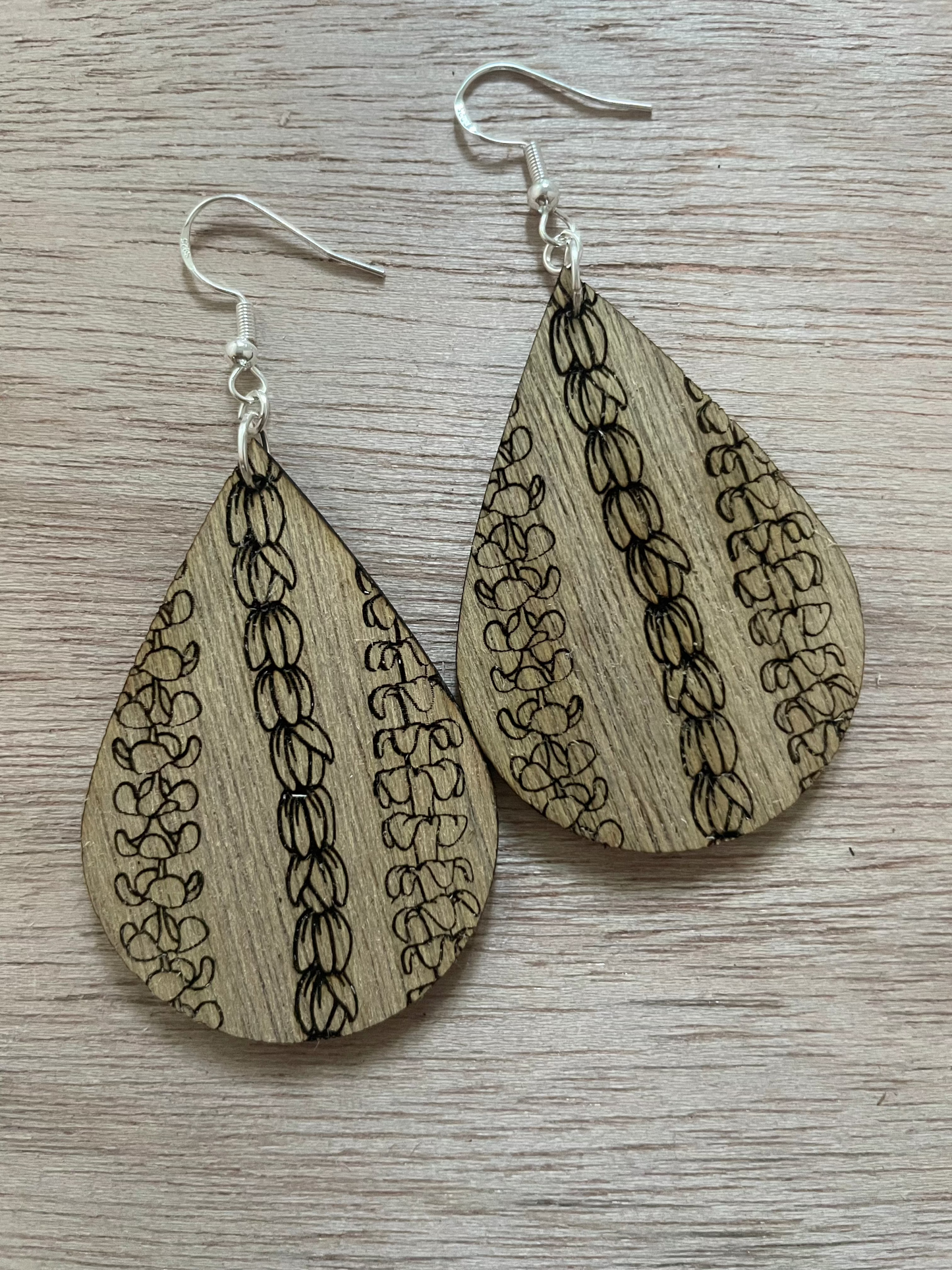 Wood Drop Lei Earrings