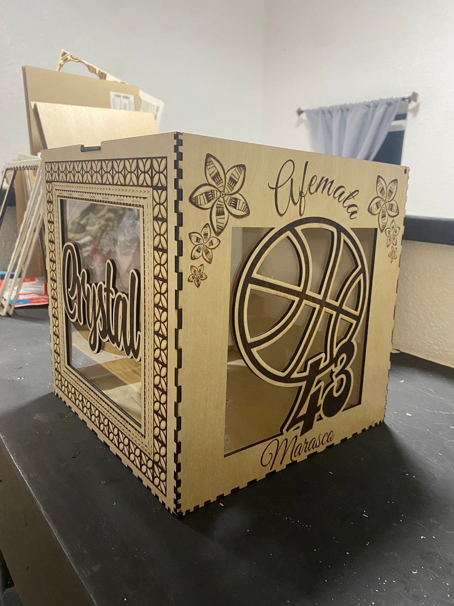 Wooden Engraved Card Box