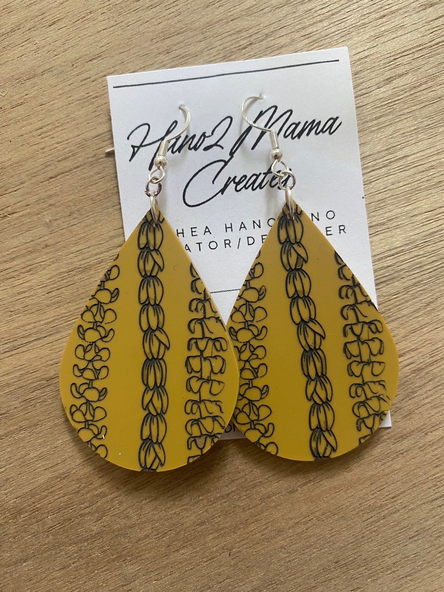 Yellow Tear Drop Lei Earrings